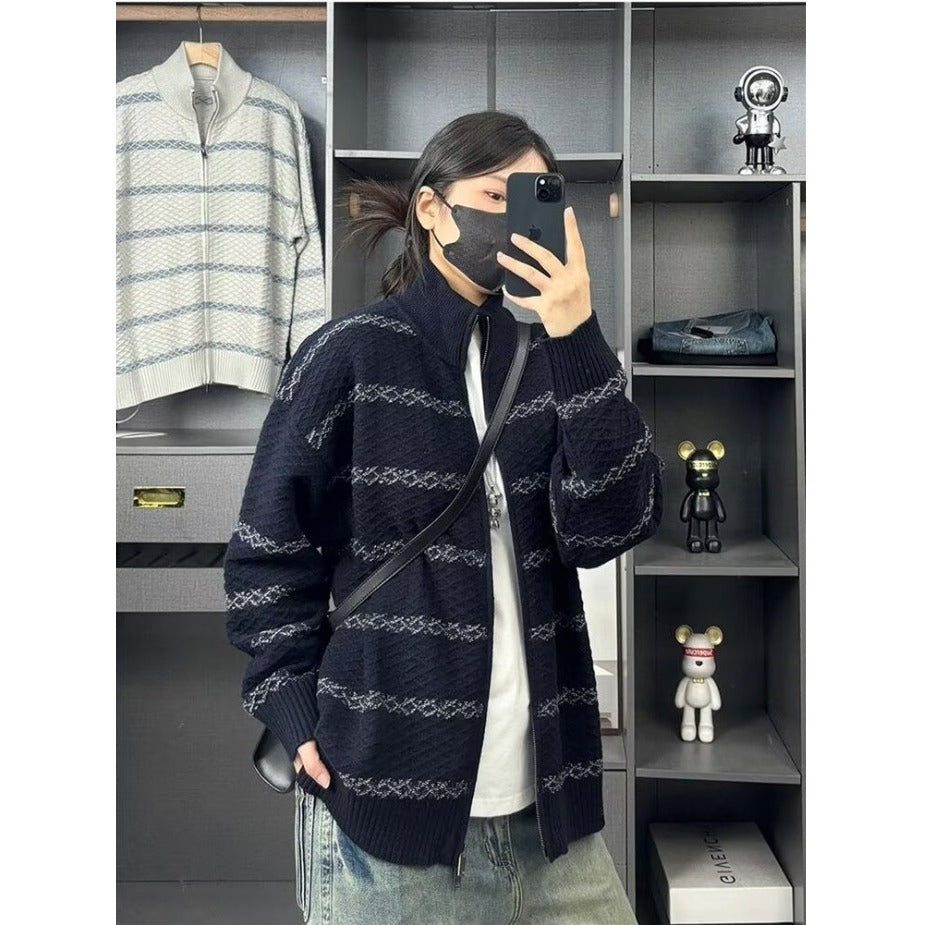 Stylish Knitted Zipper Cardigan