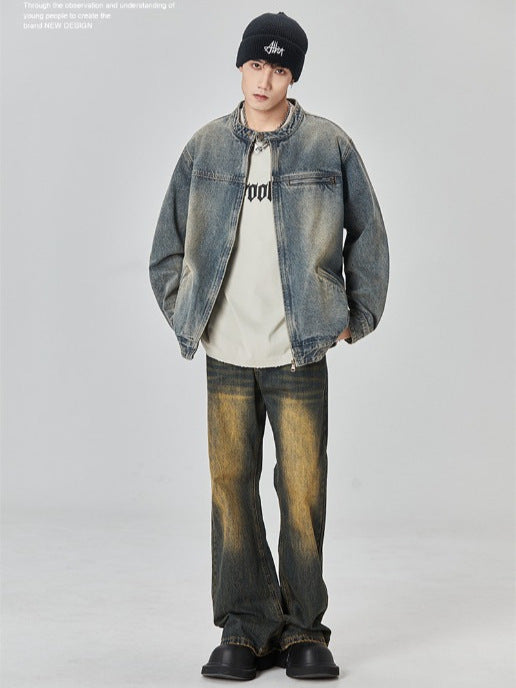 Washed Denim Bomber Jacket