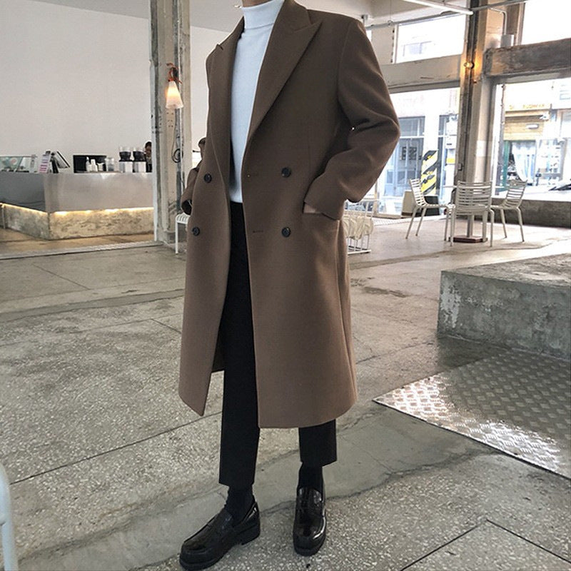 Double-Breasted Woolen Overcoat