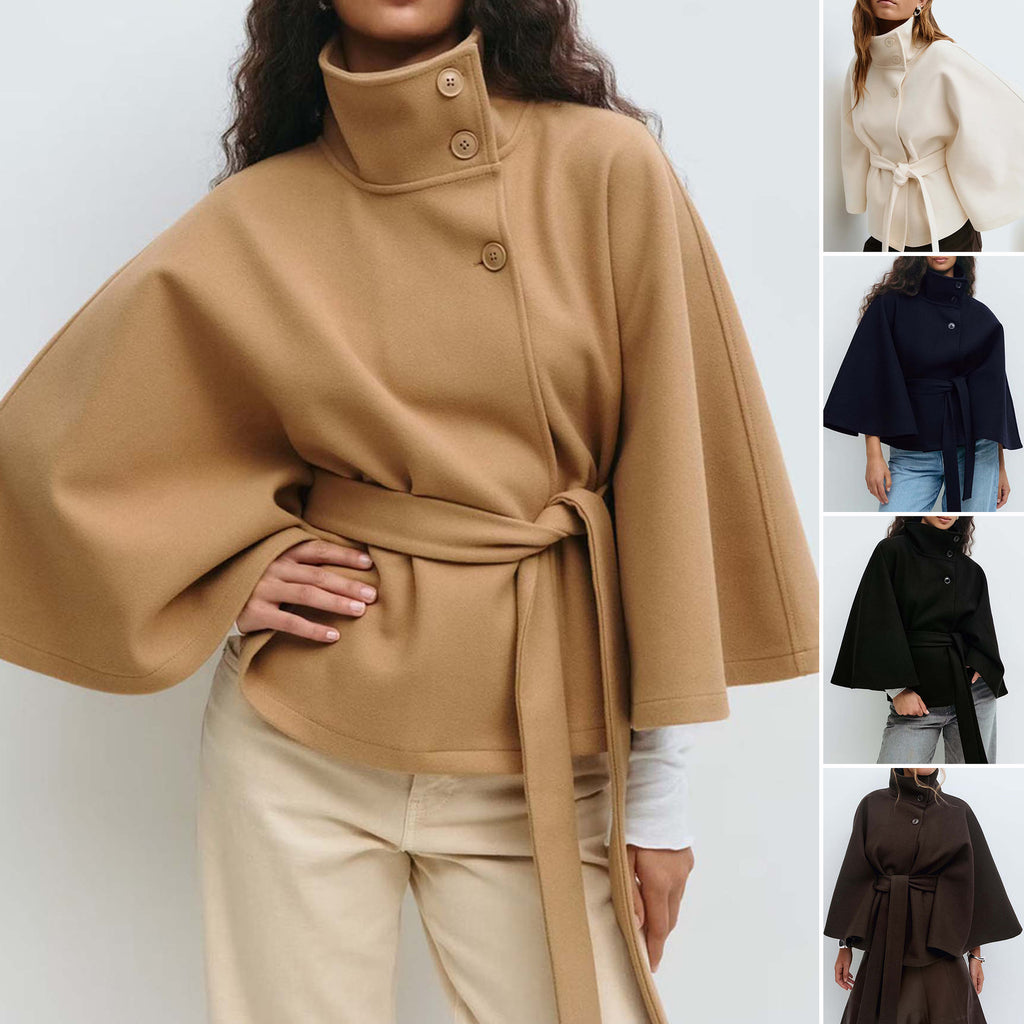 Chic High Collar Cape Jacket