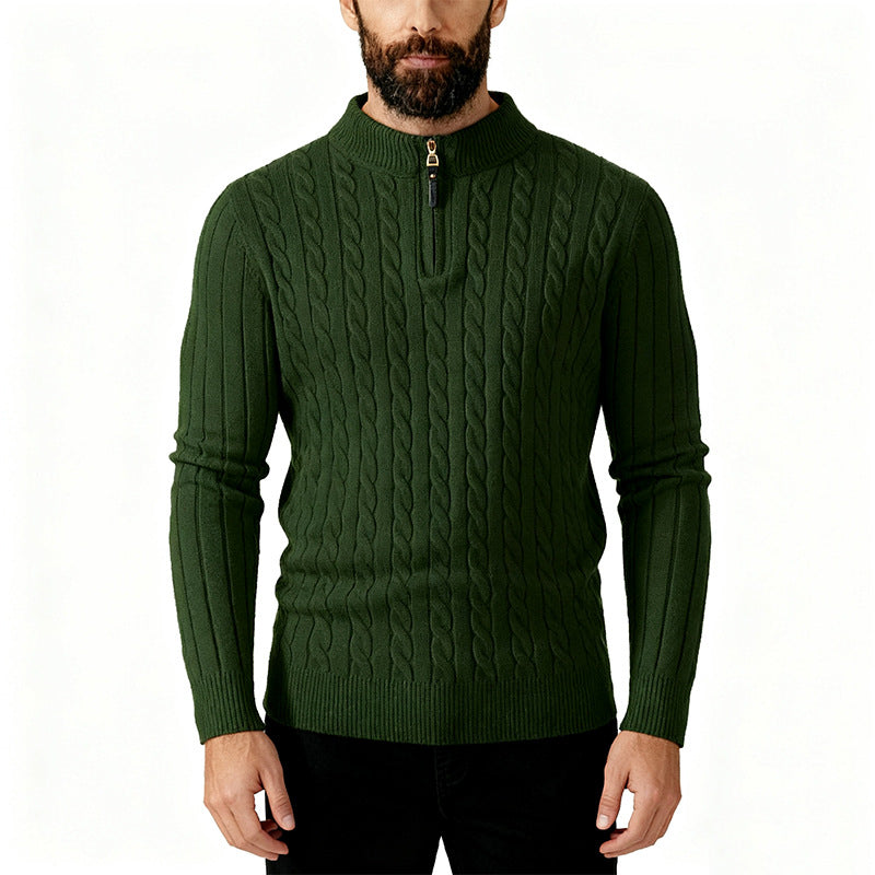 Cable-Knit Zip Pullover