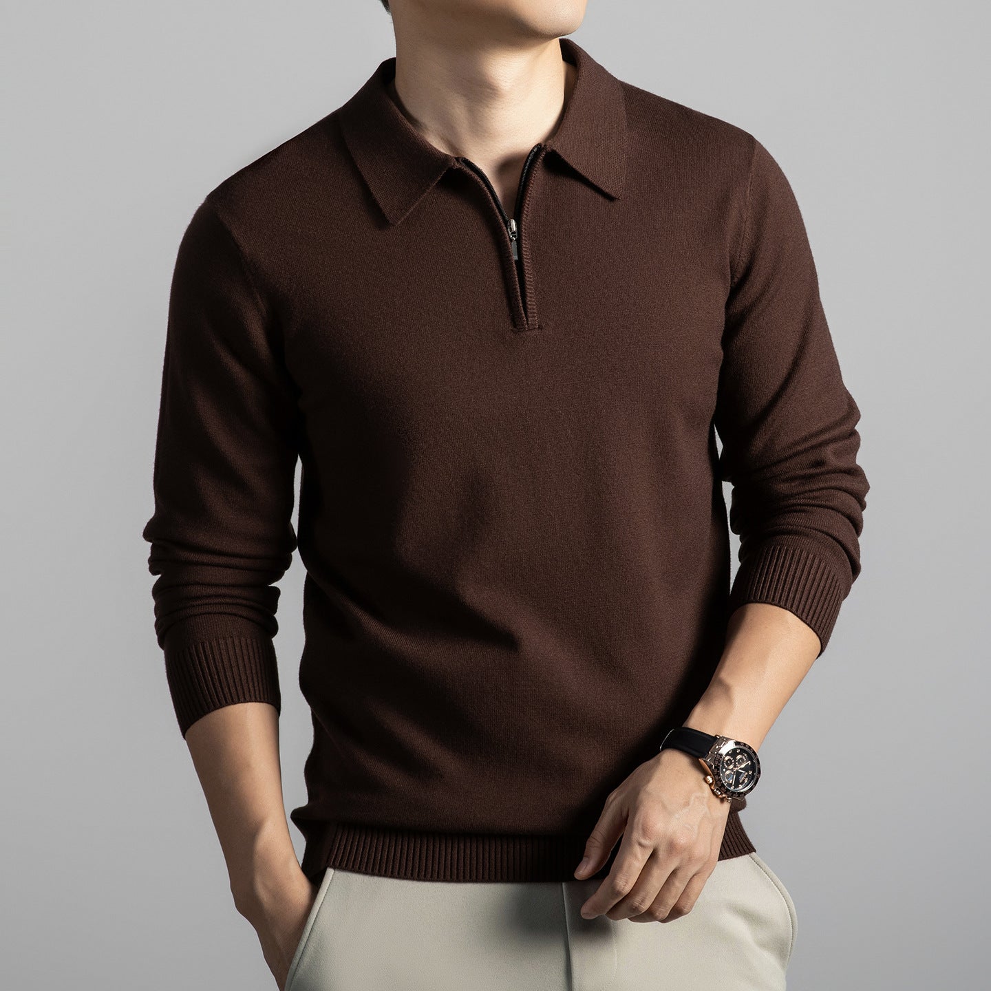 Men's Business Casual Polo Sweater