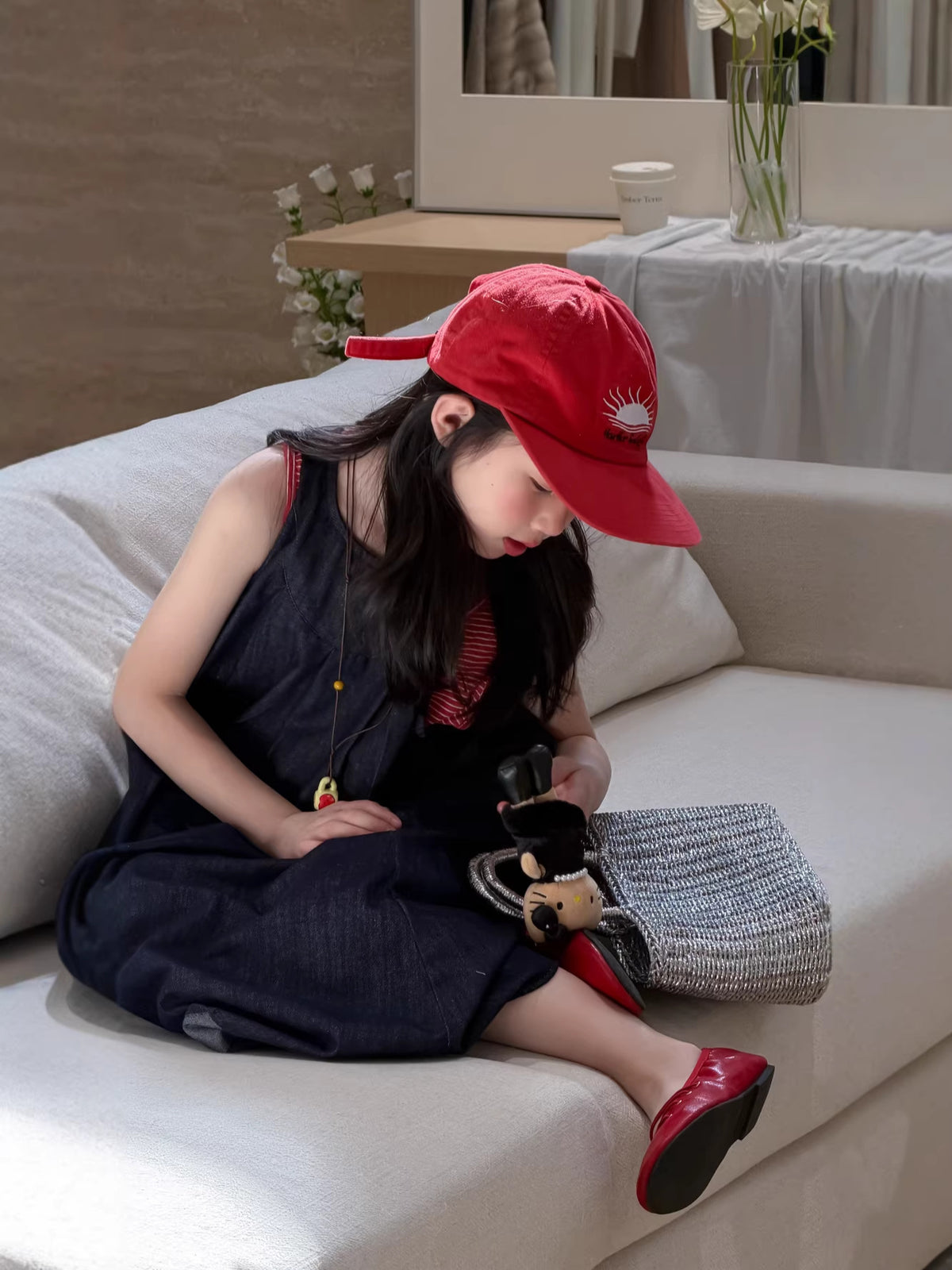 Girls' Denim Pinafore Dress
