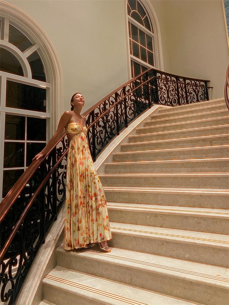 Printed Halter Maxi Dress