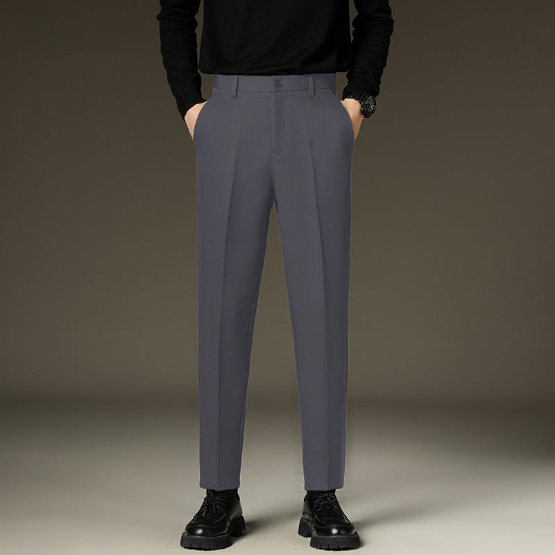 Fleece-Lined Straight-Leg Dress Slacks