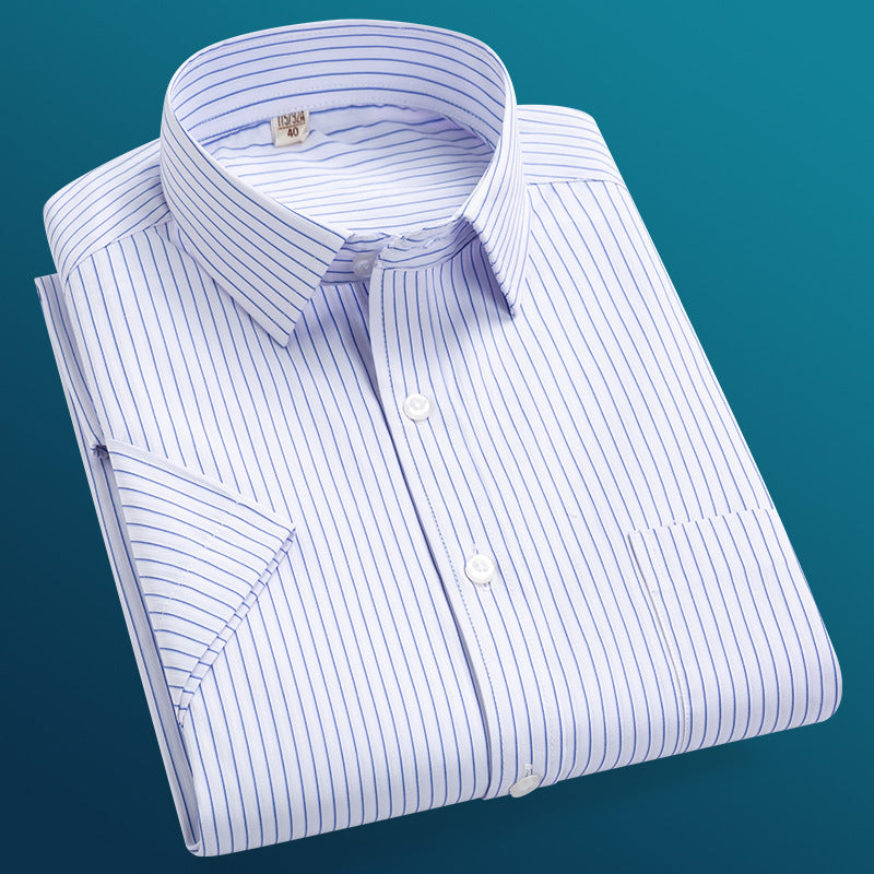 Men's Striped Short-Sleeved Business Shirt