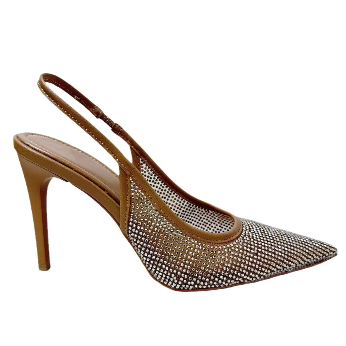 Rhinestone Mesh Slingback Heels – product view
