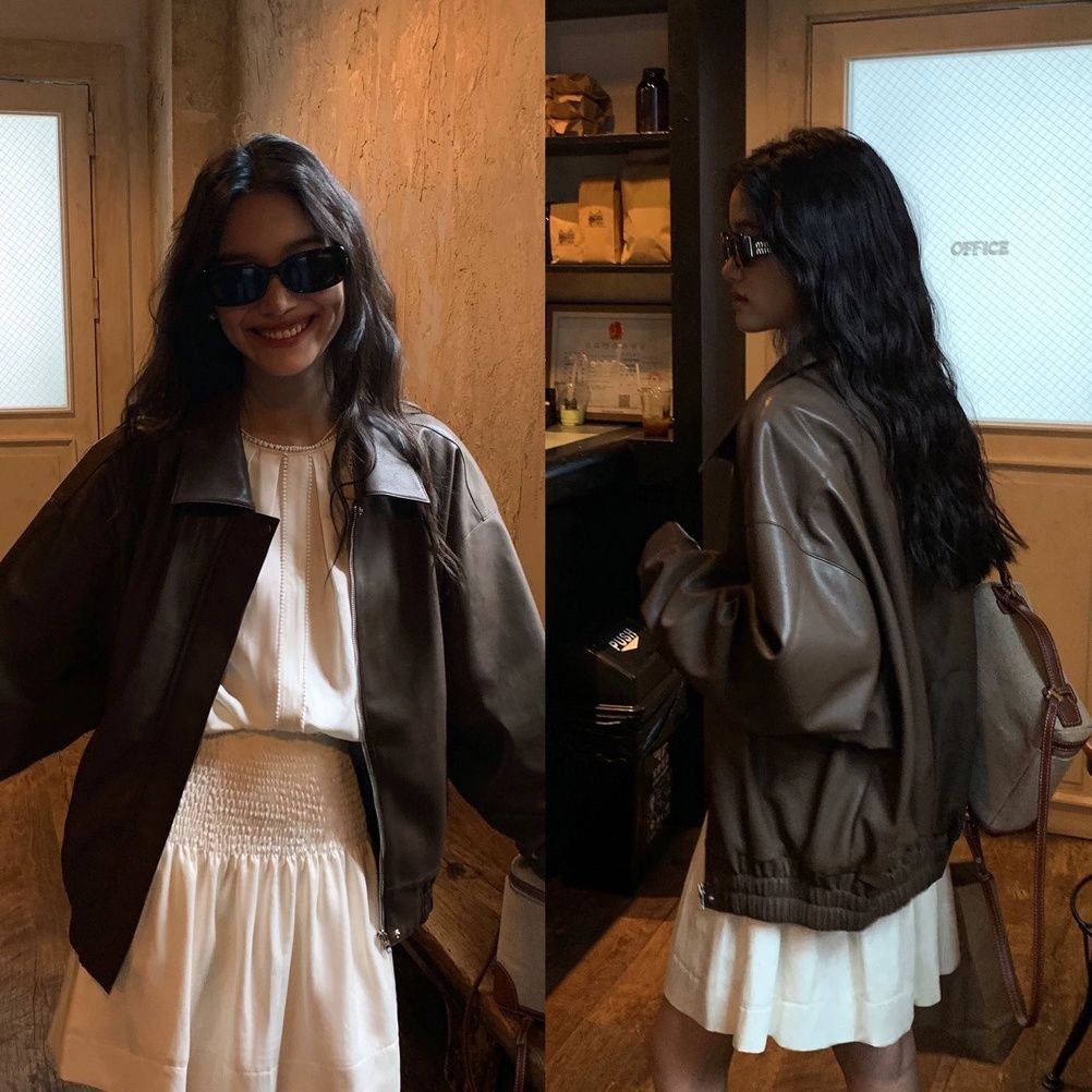 Premium Faux Leather Bomber Jacket