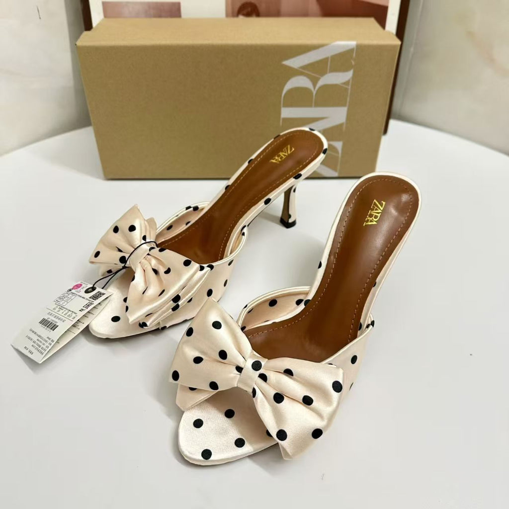 Polka Dot Bow Heel Slides