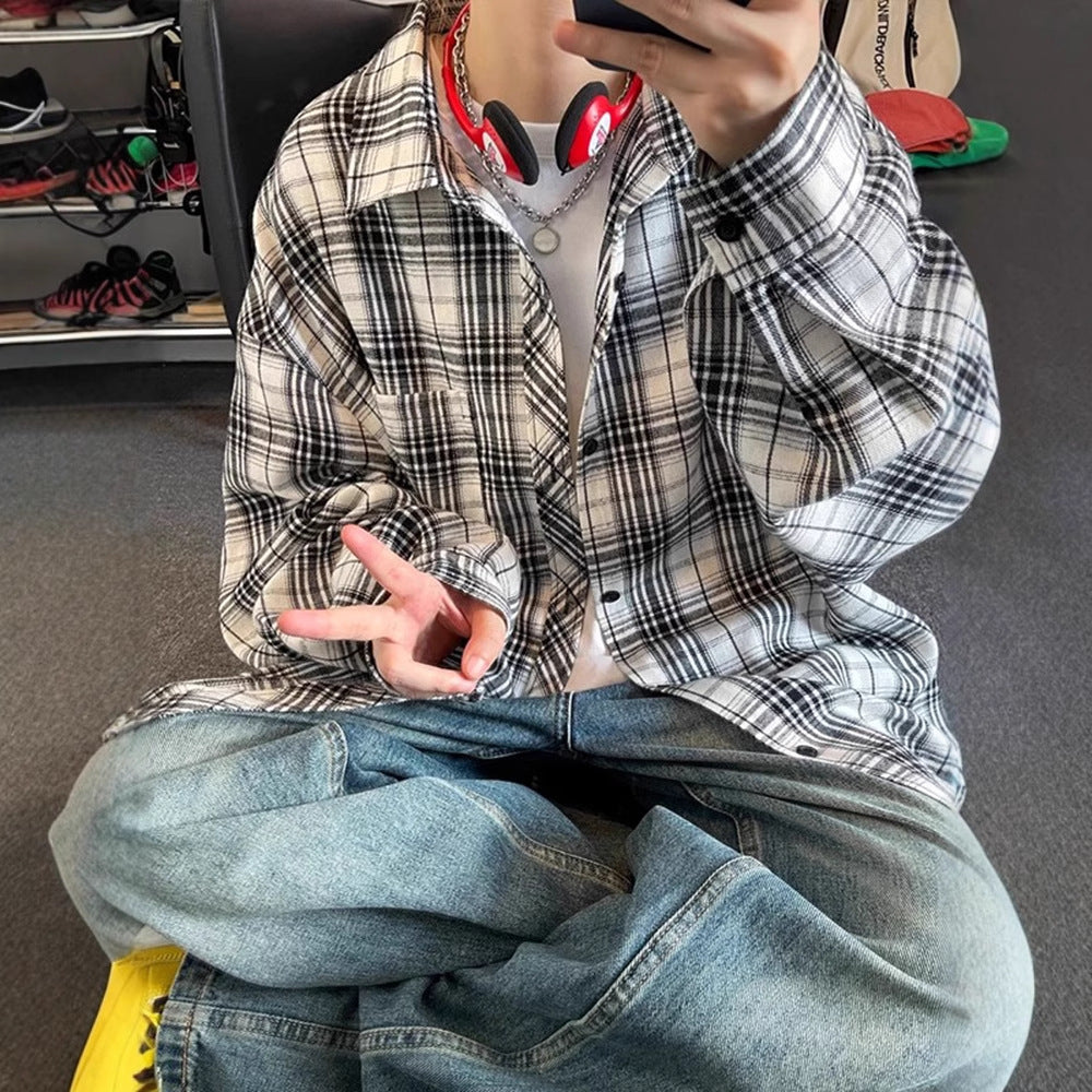 Plaid Loose-Fit Casual Shirt Jacket