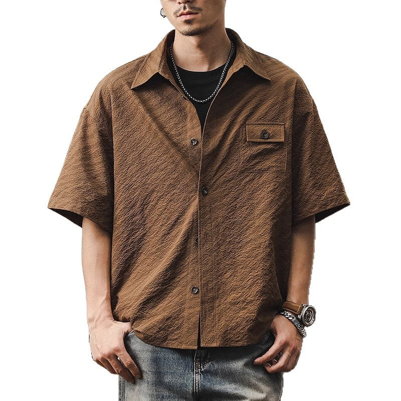 Textured Seersucker Utility Shirt