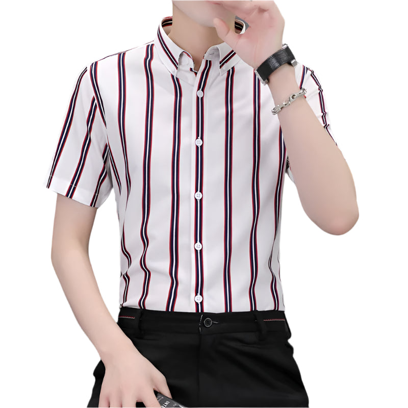 Men's Short-Sleeved Ice Silk Shirt.