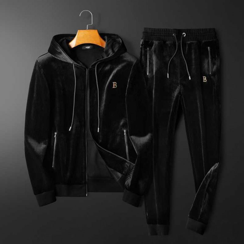 Velvet Textures Hooded Tracksuit