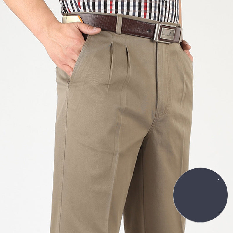 Pleated Cotton Comfort Trousers