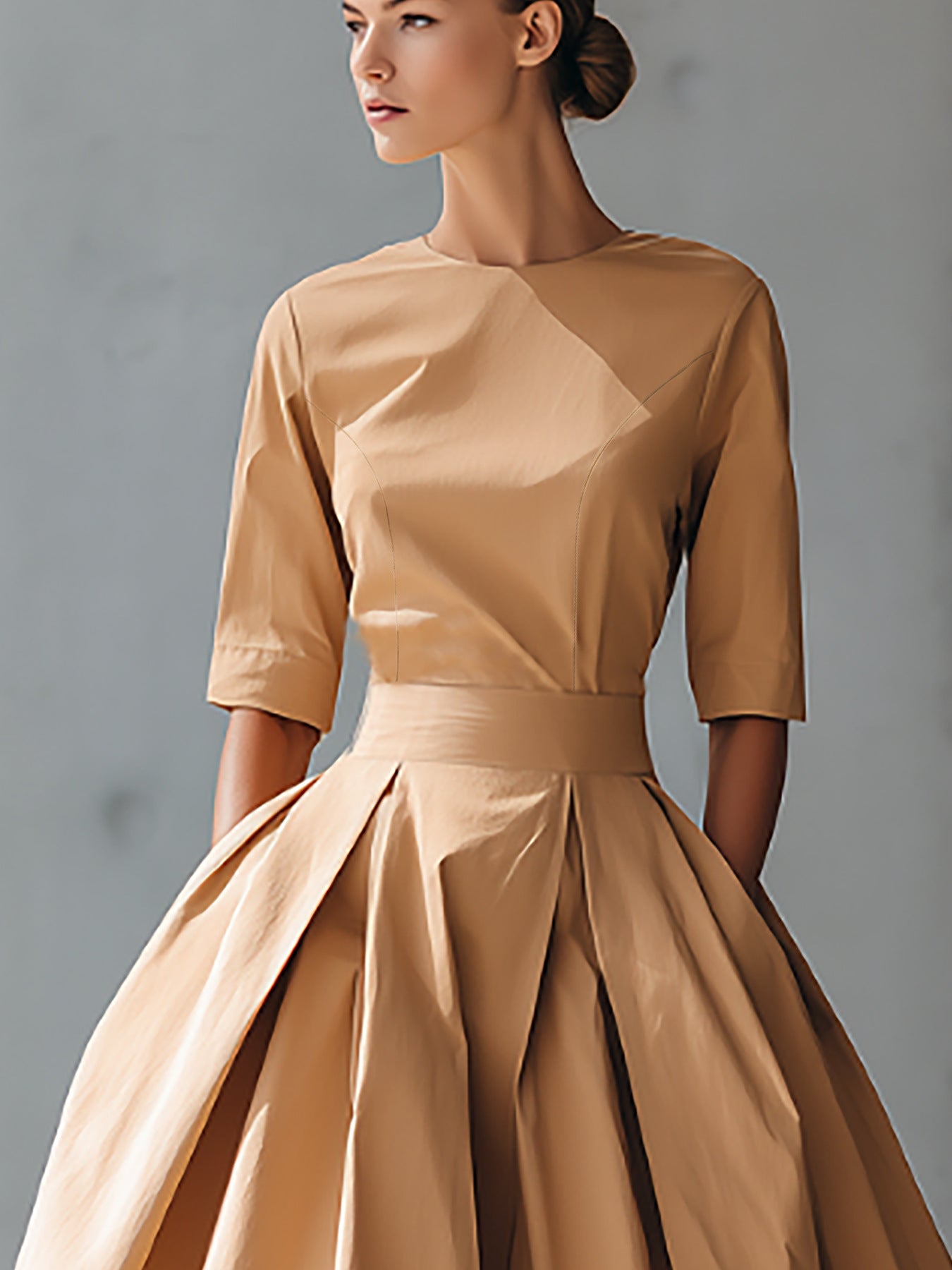 Elegant Pleated Midi Dress