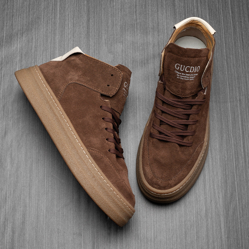Top-Grain Leather Mid-Top Sneakers