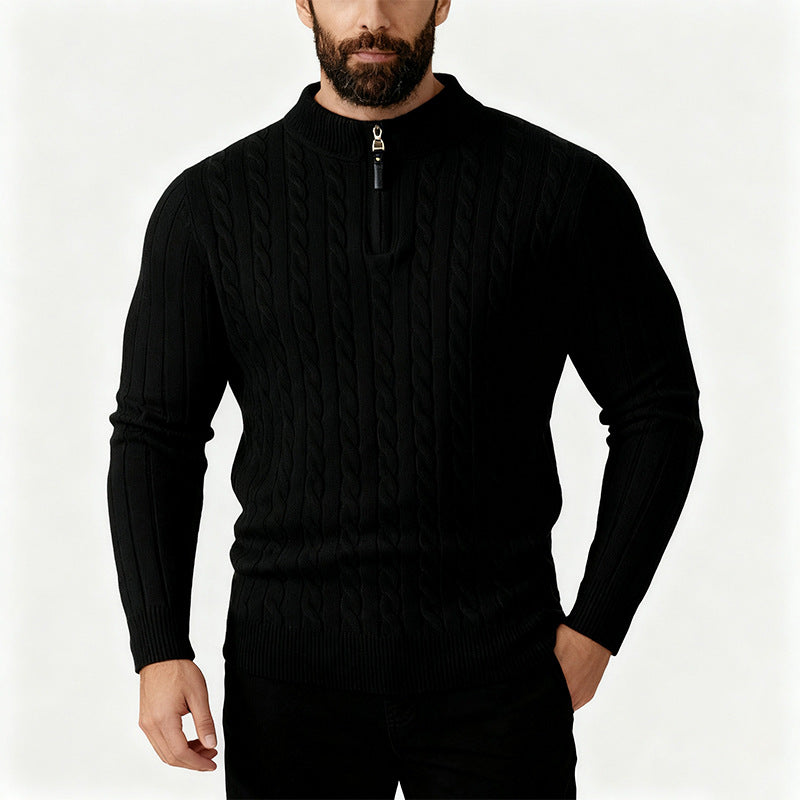 Cable-Knit Zip Pullover