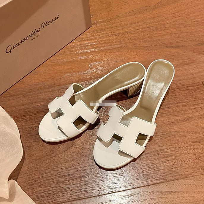 H-Strap Leather Heel Slides