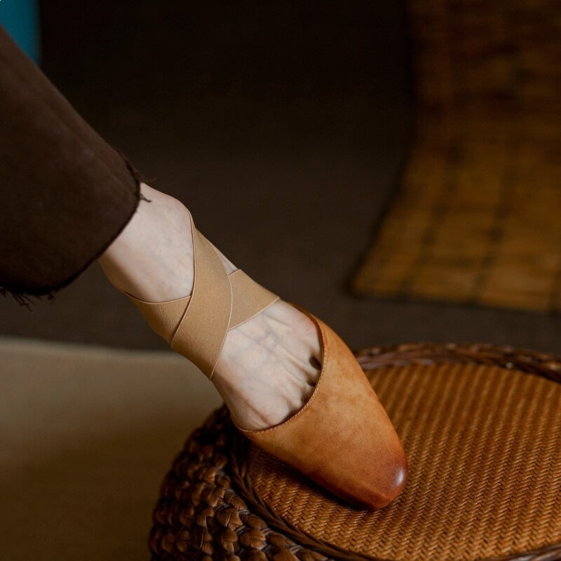 Cross-Strap Ballet Heels