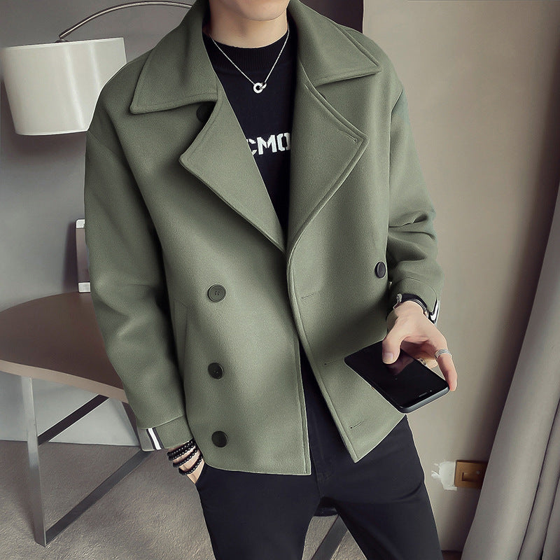 Double-Breasted Woolen Pea Coat