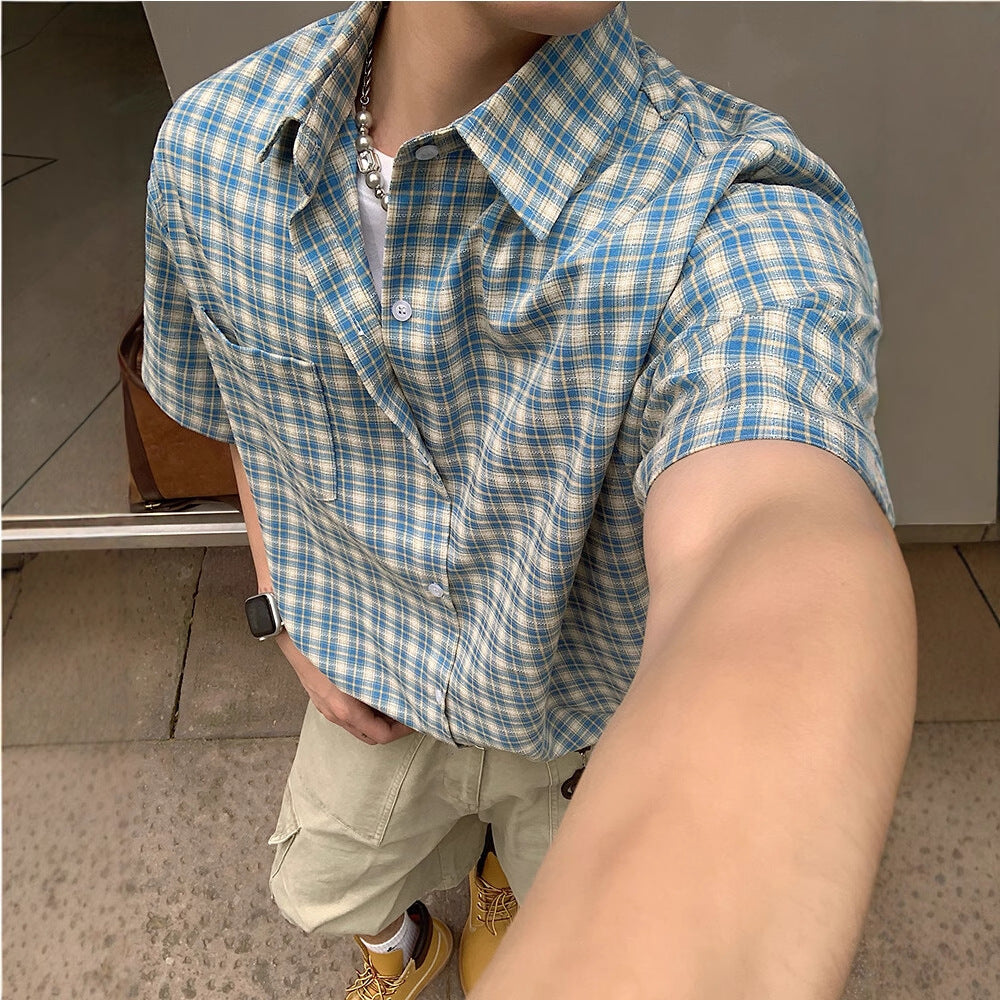 Vintage Plaid Short Sleeve Utility Shirt