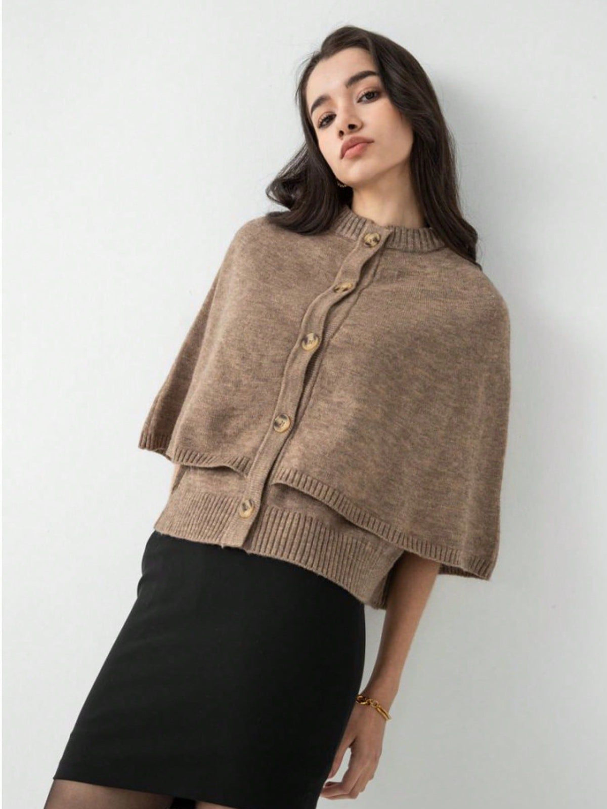 Women's Cropped Knit Shawl Cardigan
