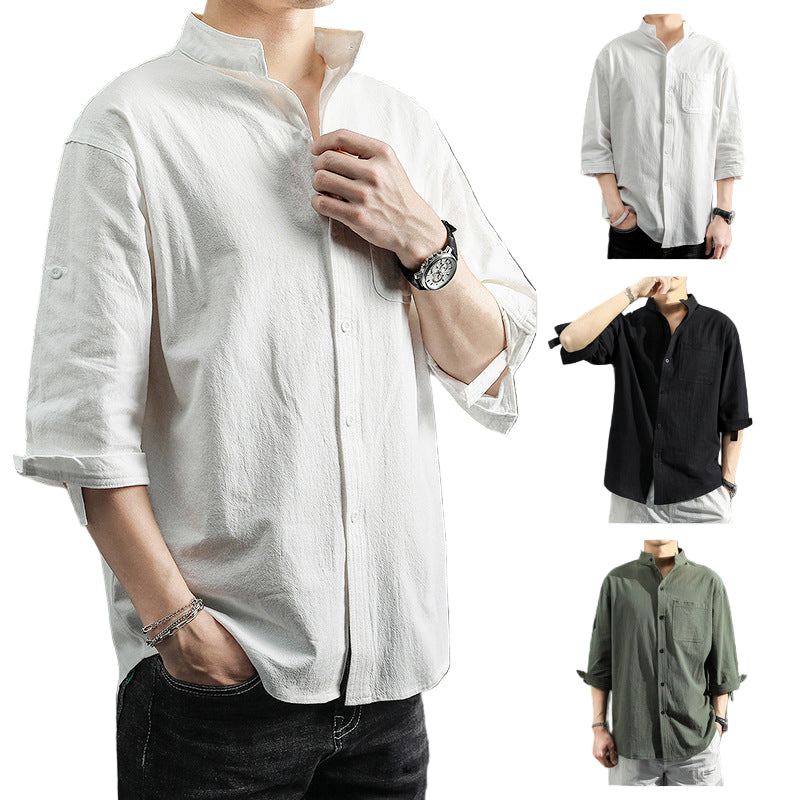 Collar Linen-Blend Shirt