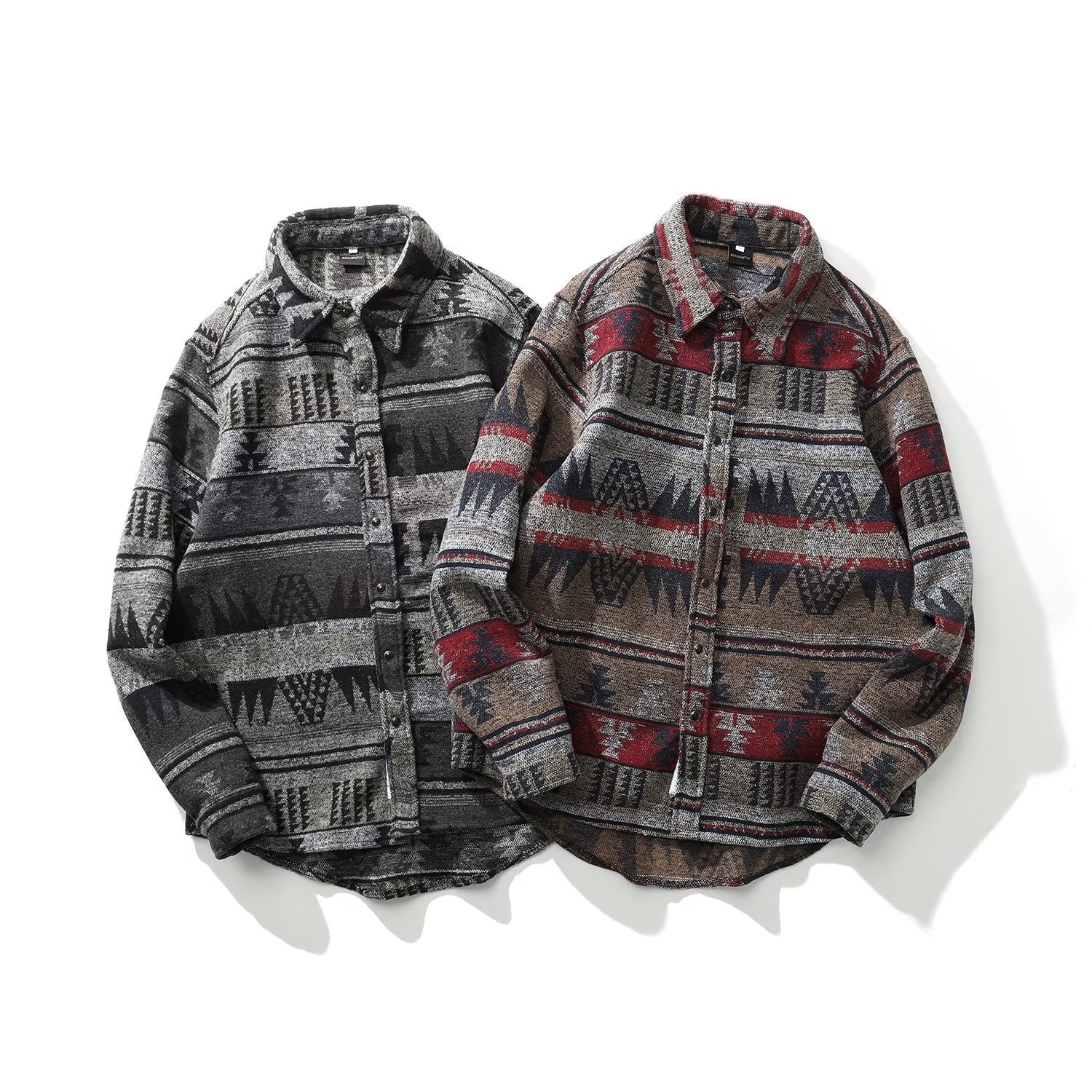 Vintage Ethnic Pattern Flannel Overshirt