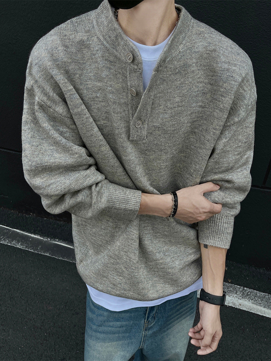 Men's Henley Knit Pullover