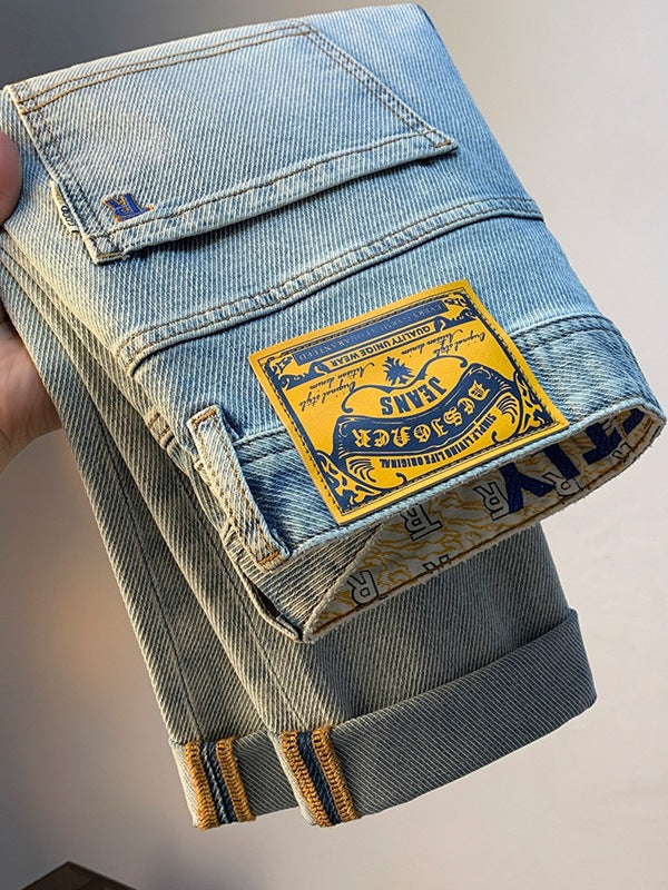 Slim Fit Cropped Denim Trousers