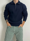 Half-height zip-up knit in navy blue