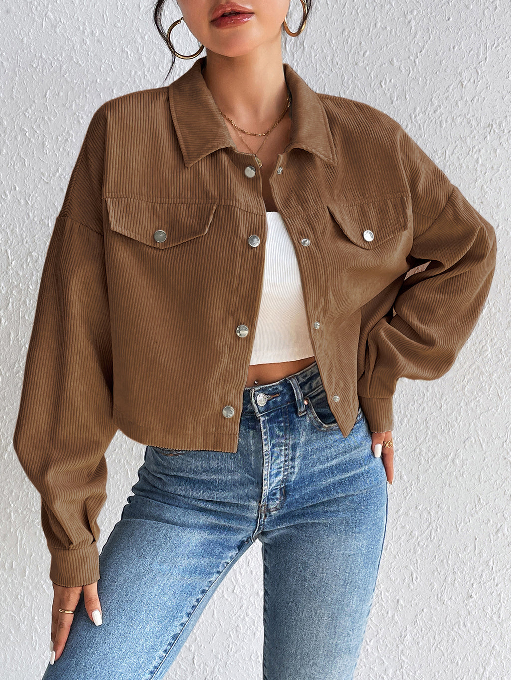 Corduroy Crop Utility Jacket