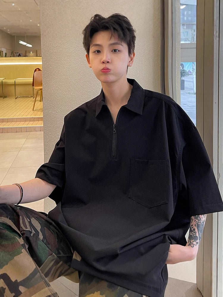 Casual Half-Zip Polo T-Shirt