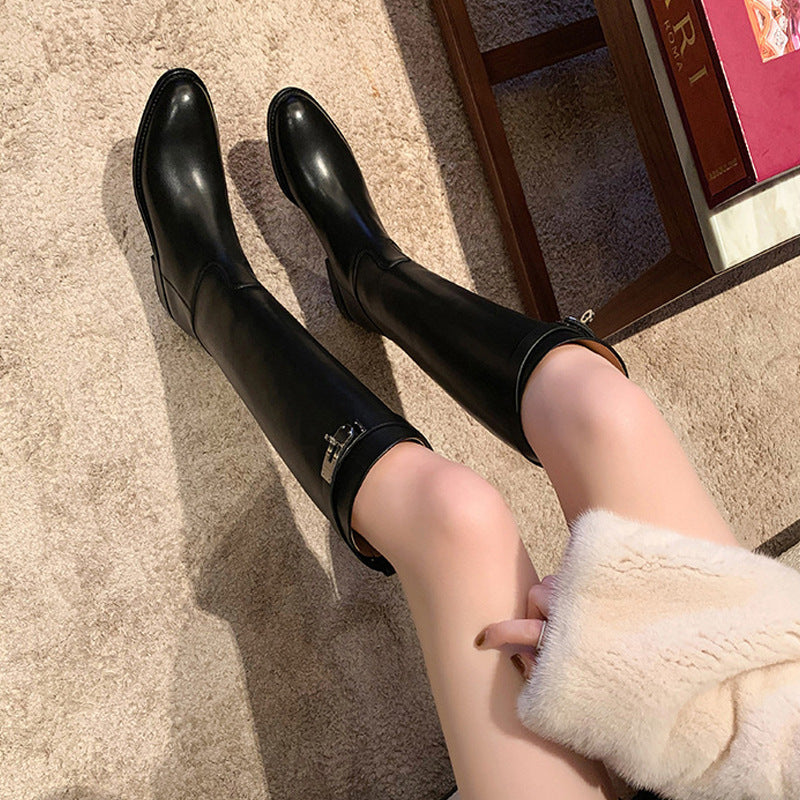 Knee-High Leather Riding Boots