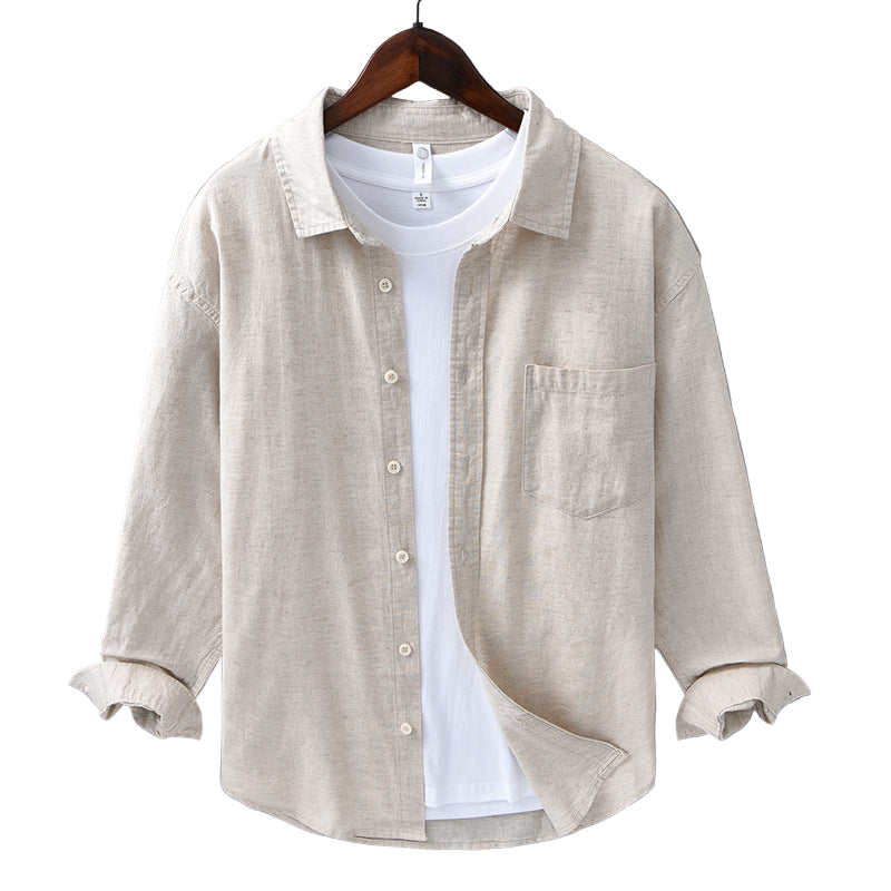 Men's Linen-Blend Button-Down Shirt