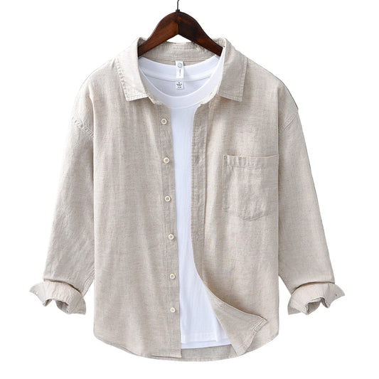 Men's Linen-Blend Button-Down Shirt