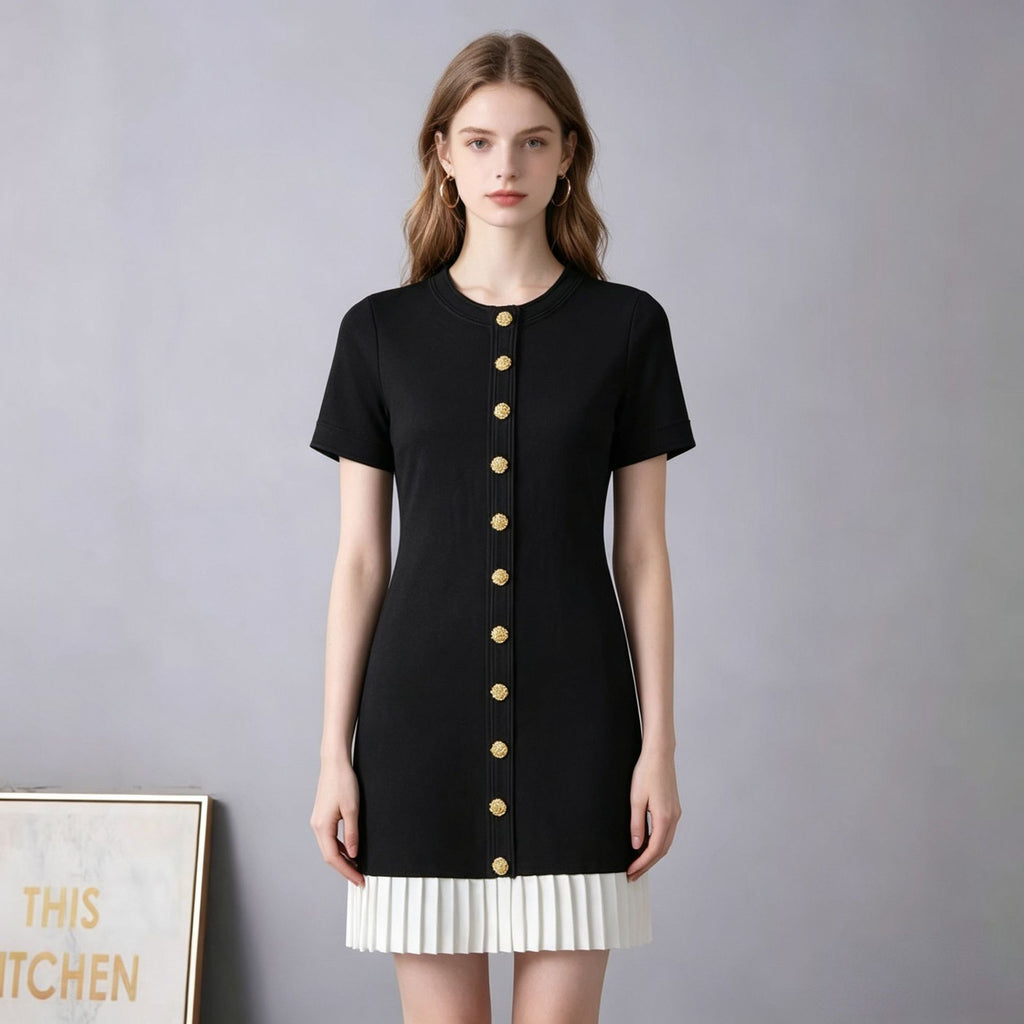 Button Detail Short Sleeve Dress
