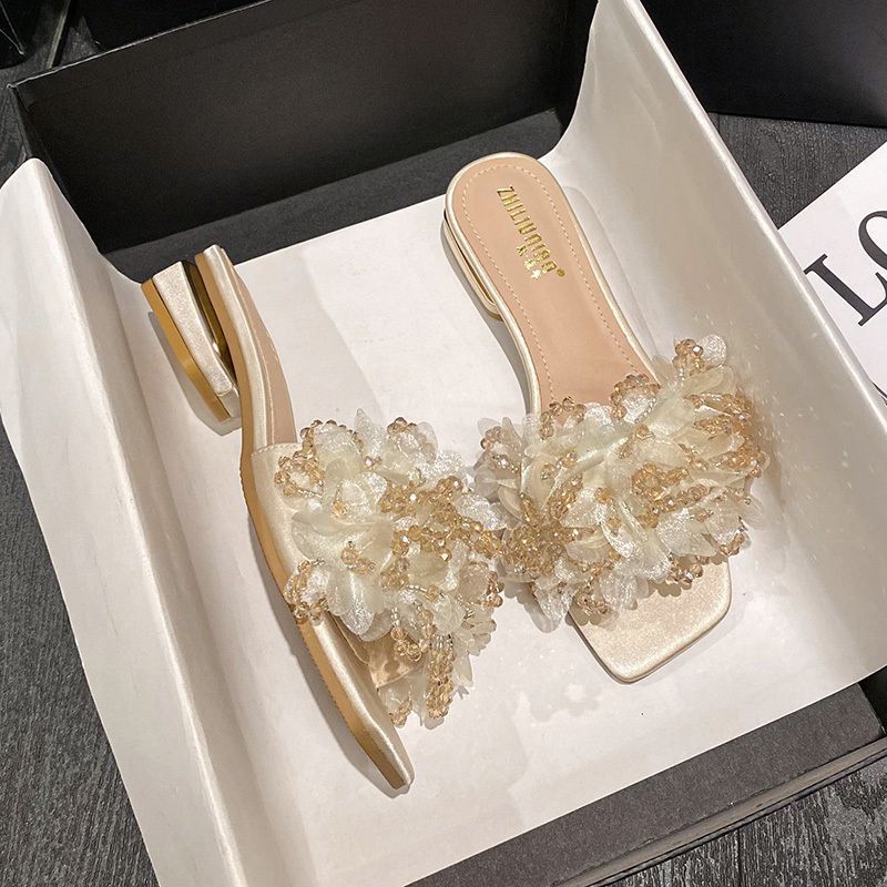 Floral Low-Heel Slides