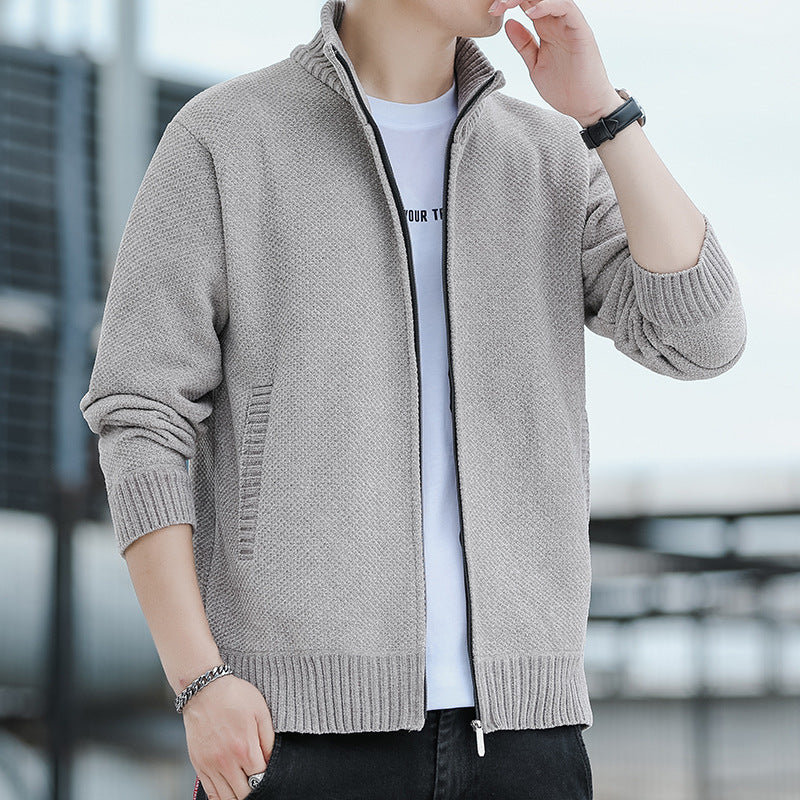 Knitted Stand-Collar Cardigan