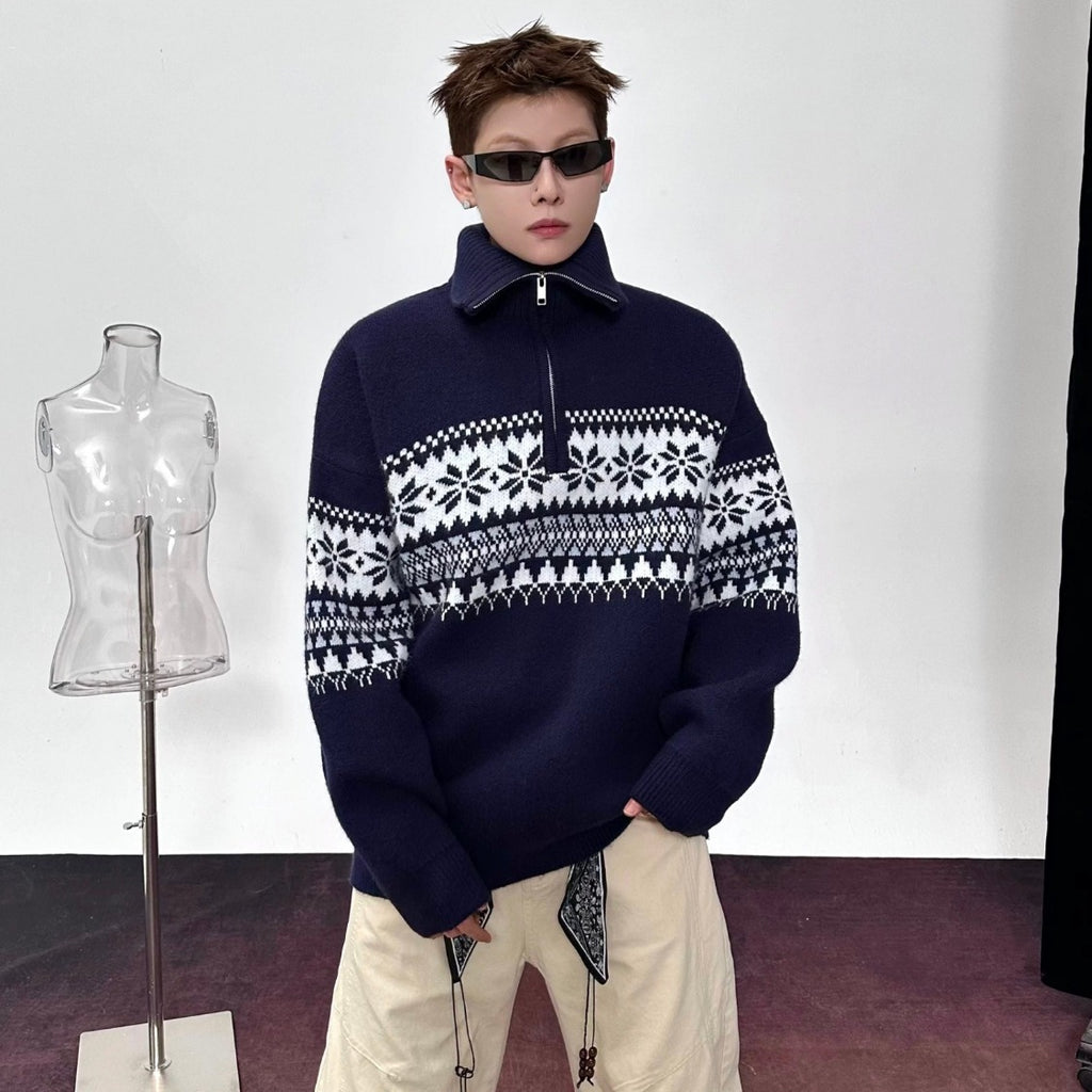 Festive Snowflake Quarter-Zip Jumper