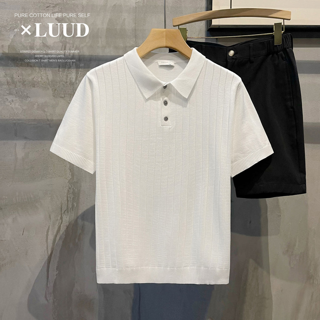 Knitted Ribbed Polo Shirt