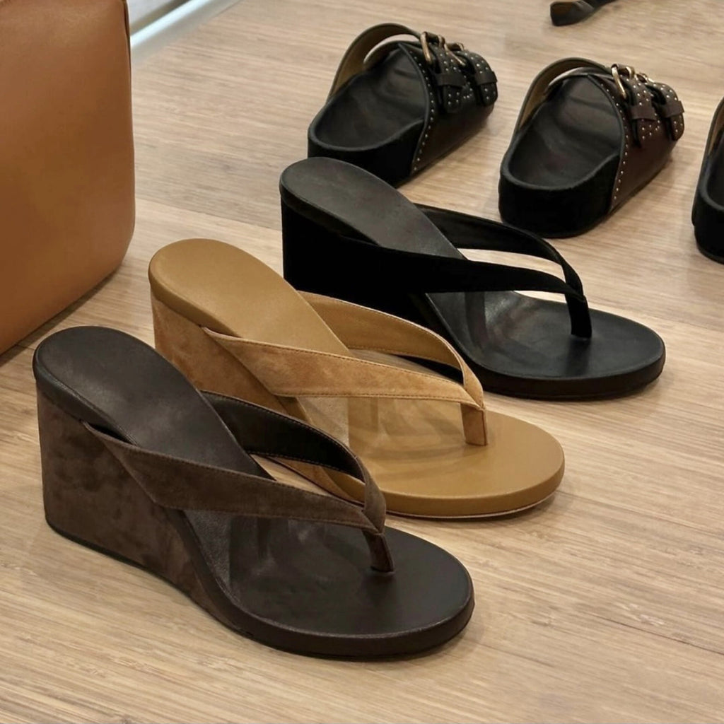 Sculpted Wedge Thong Sandals