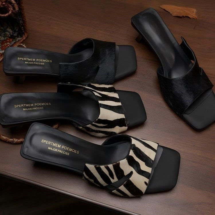 Zebra Block-Heel Sandals