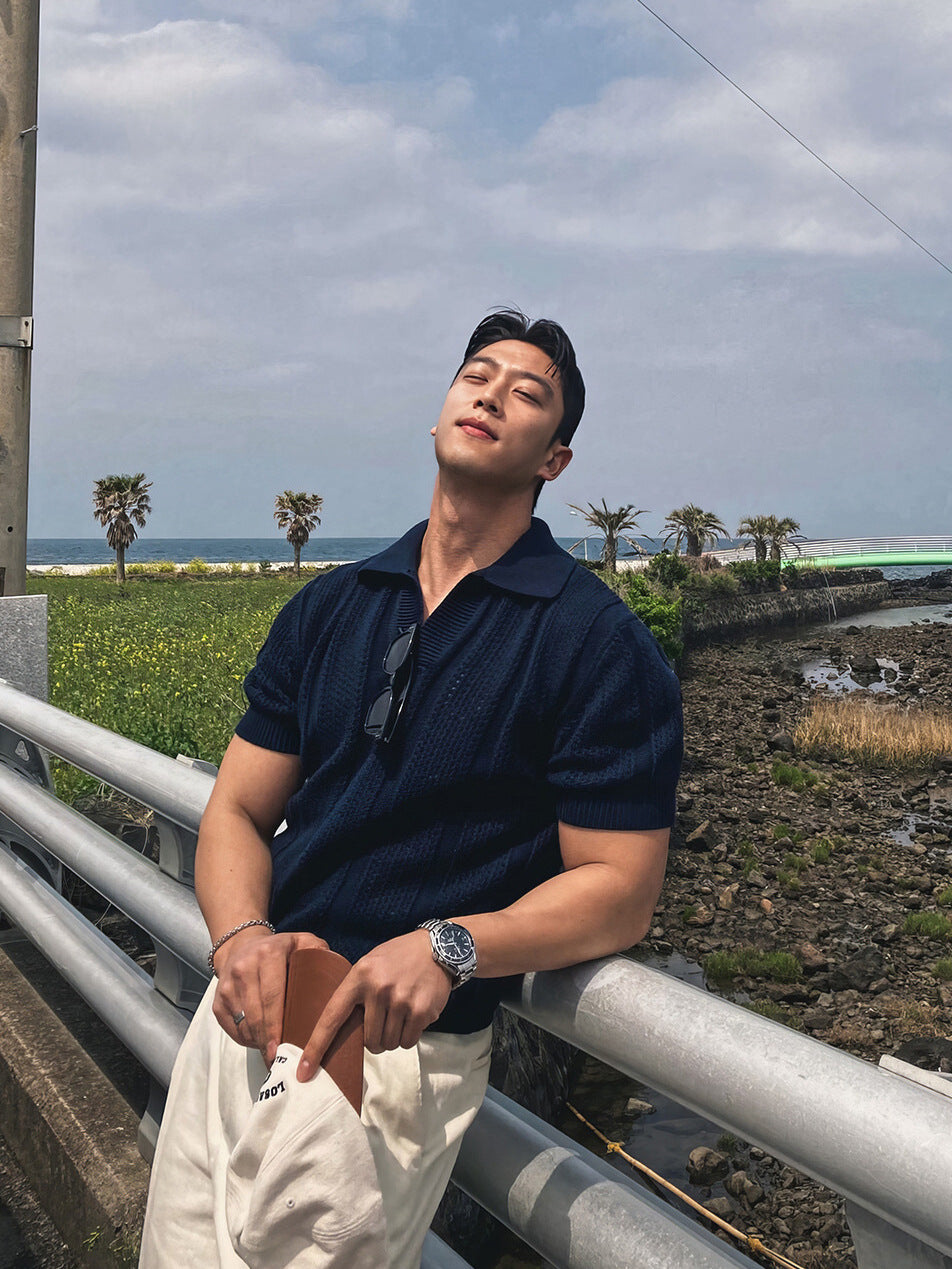 Retro Knit Mesh Polo