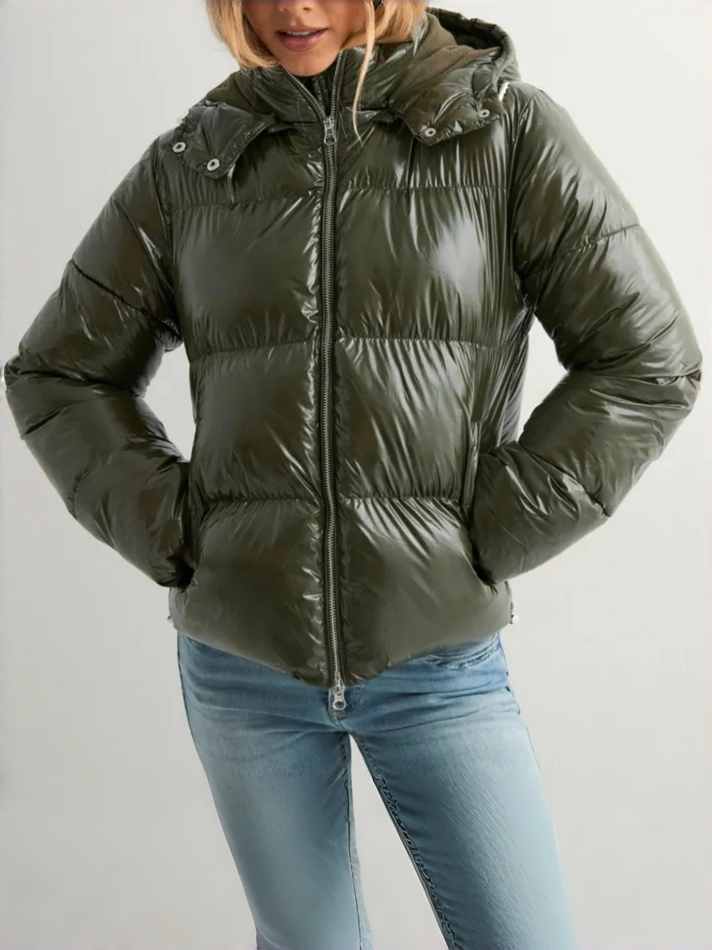 Luxe Shine Hooded Puffer