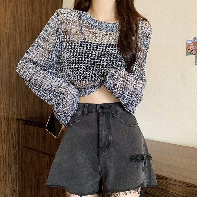 Hollow-Knit Crop Top