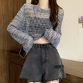 Hollow-Knit Crop Top