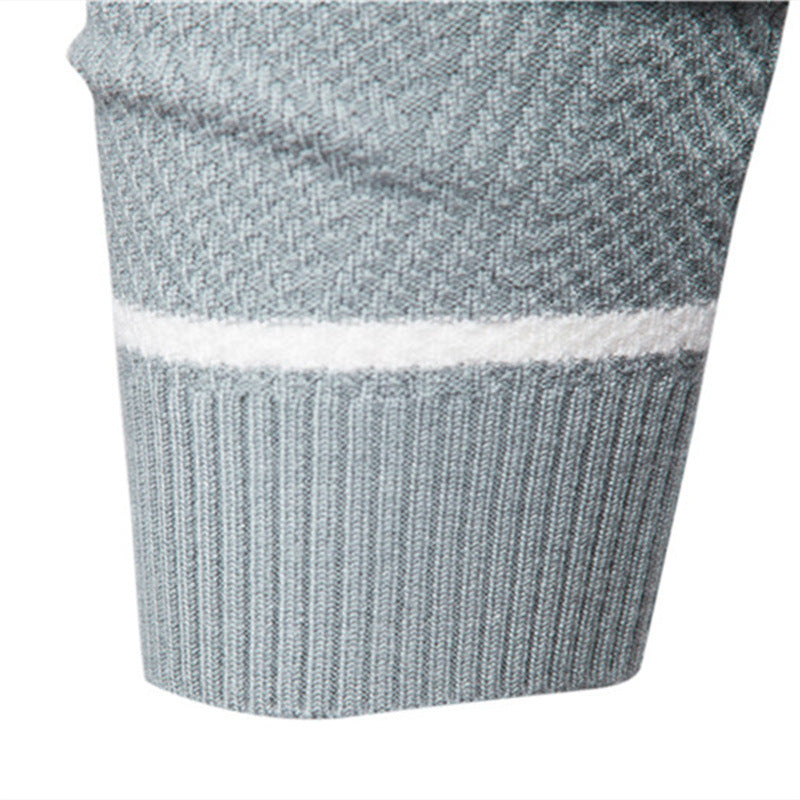 Spot autumn and winter men's casual striped men's sweater pullover color matching round neck men's European size sweater