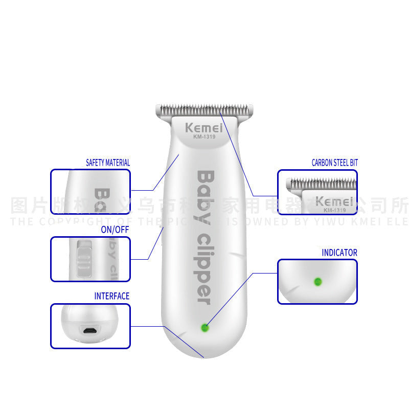 Kemei baby hair clipper KM-1319 mini electric hairclipper for home children's electric clippers for babies