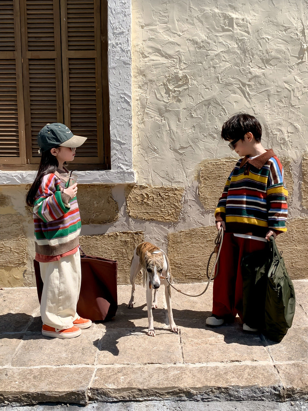 Kids' Striped Collared Knit Sweater